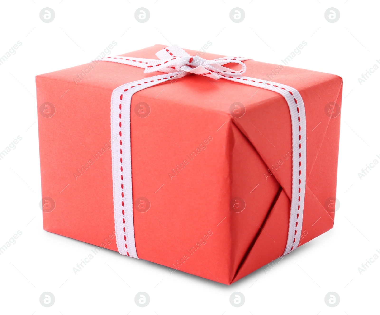 Photo of Beautiful gift box with ribbon on white background