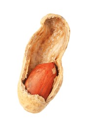 Photo of Broken raw peanut pod isolated on white