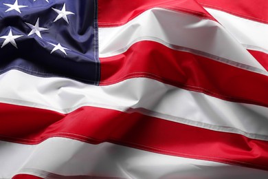 Beautiful national flag of USA as background, closeup