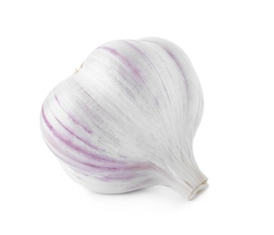 Photo of Fresh garlic on white background. Organic food