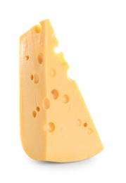 Photo of Piece of delicious cheese on white background