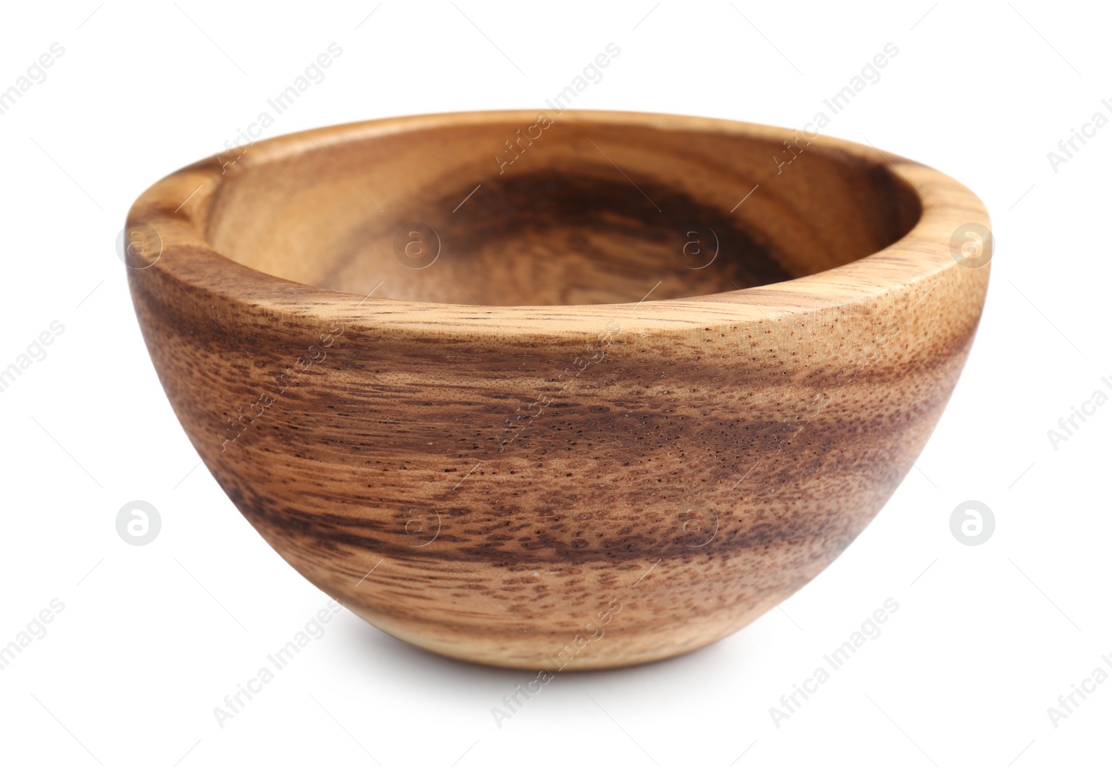 Photo of One new wooden bowl on white background