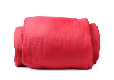 Photo of Sleeping bag isolated on white. Tourist equipment
