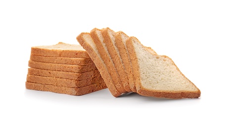 Sliced toast bread on white background