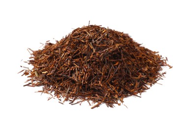 Photo of Heap of rooibos tea isolated on white