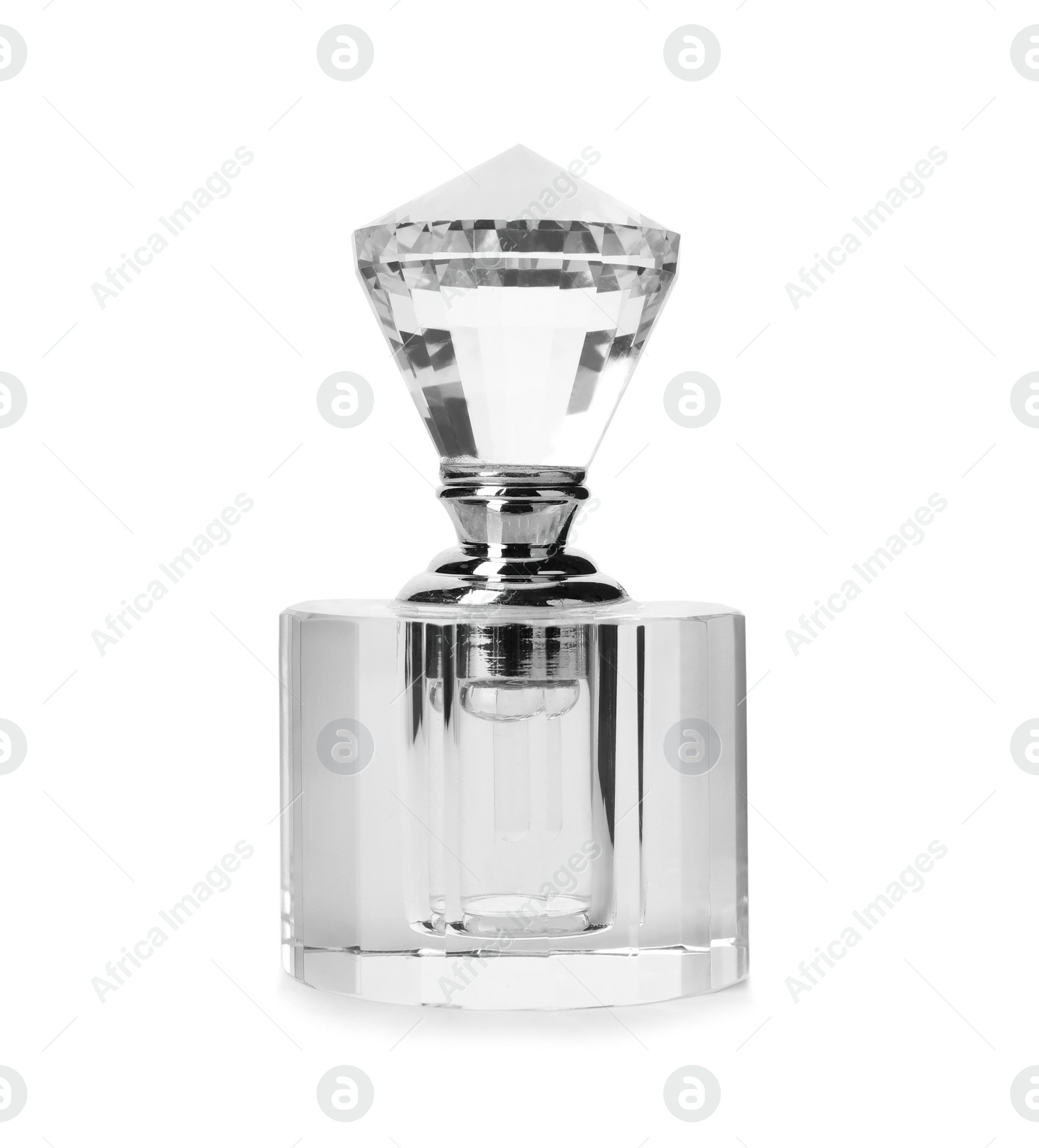 Photo of Bottle of luxury perfume isolated on white