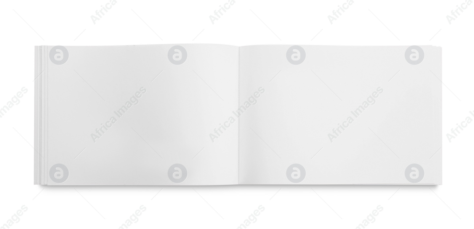 Photo of Open blank paper brochure isolated on white, top view. Mockup for design