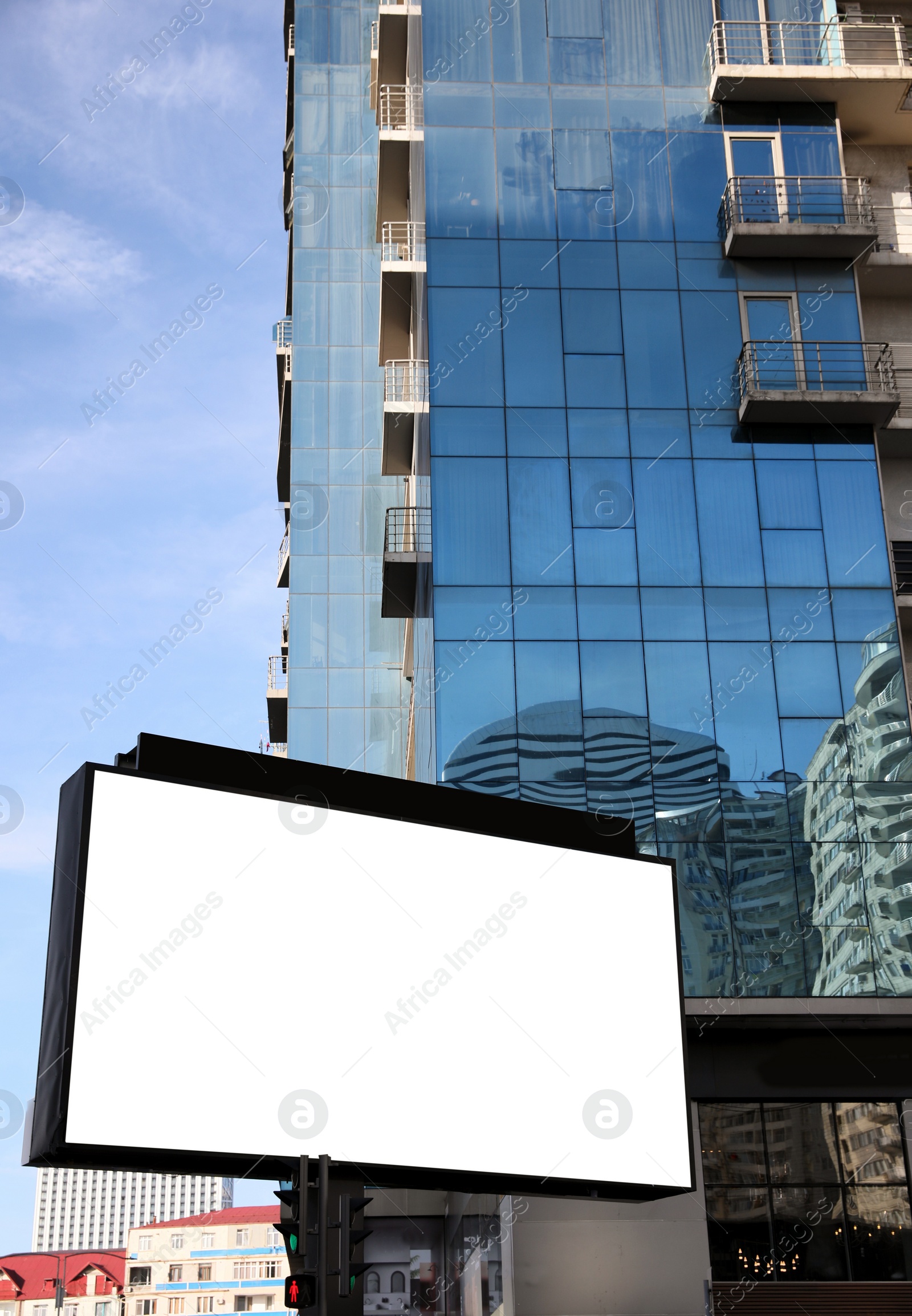 Image of Empty signboard in city. Mock-up for design