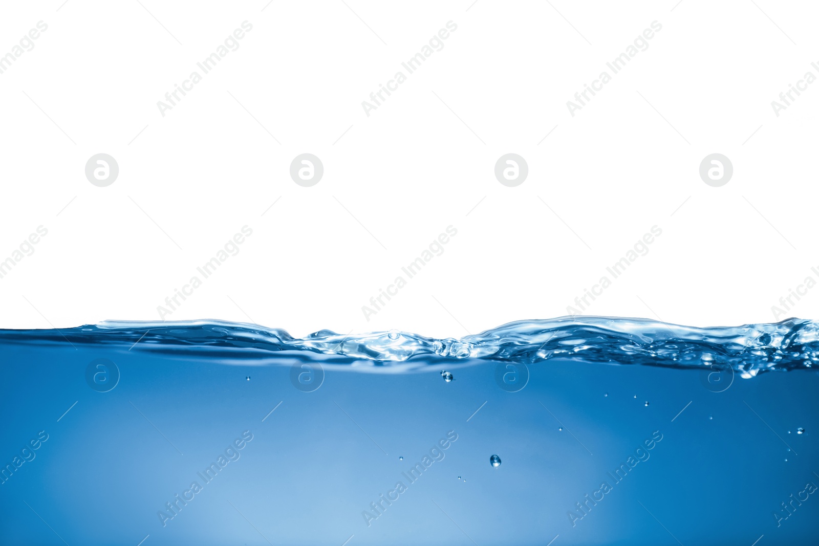 Photo of Clear blue water wave on white background