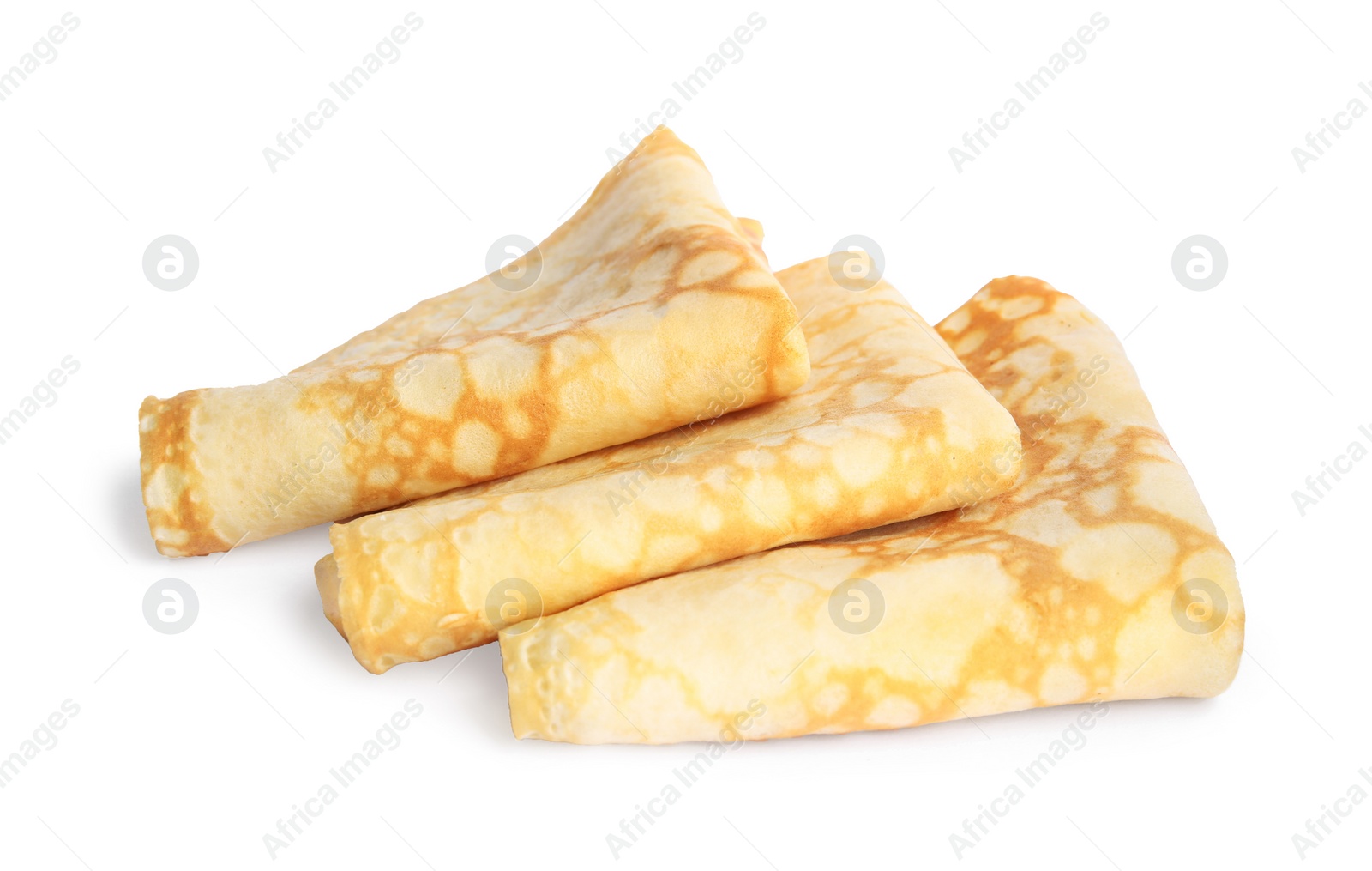 Photo of Folded fresh thin pancakes isolated on white