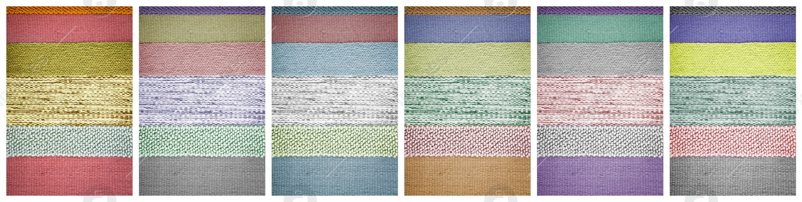 Image of Collage with colorful striped carpets as background. Banner design