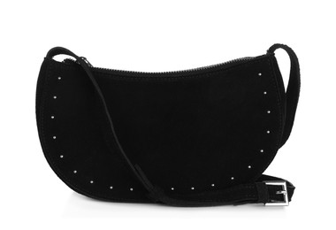 Photo of Black women's suede hobo bag isolated on white