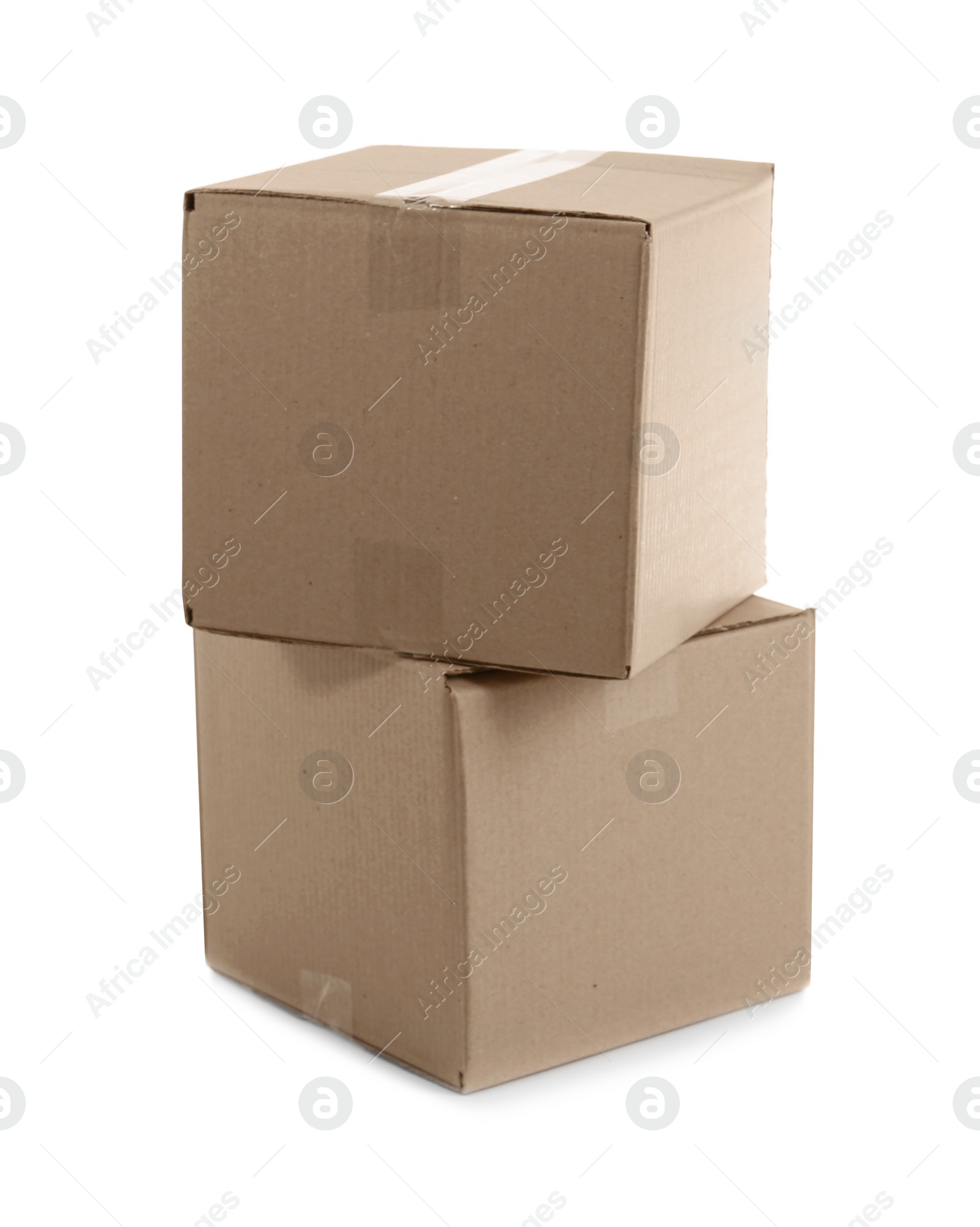 Photo of Cardboard boxes on white background. Mockup for design