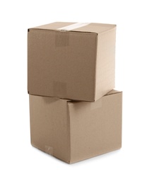 Cardboard boxes on white background. Mockup for design