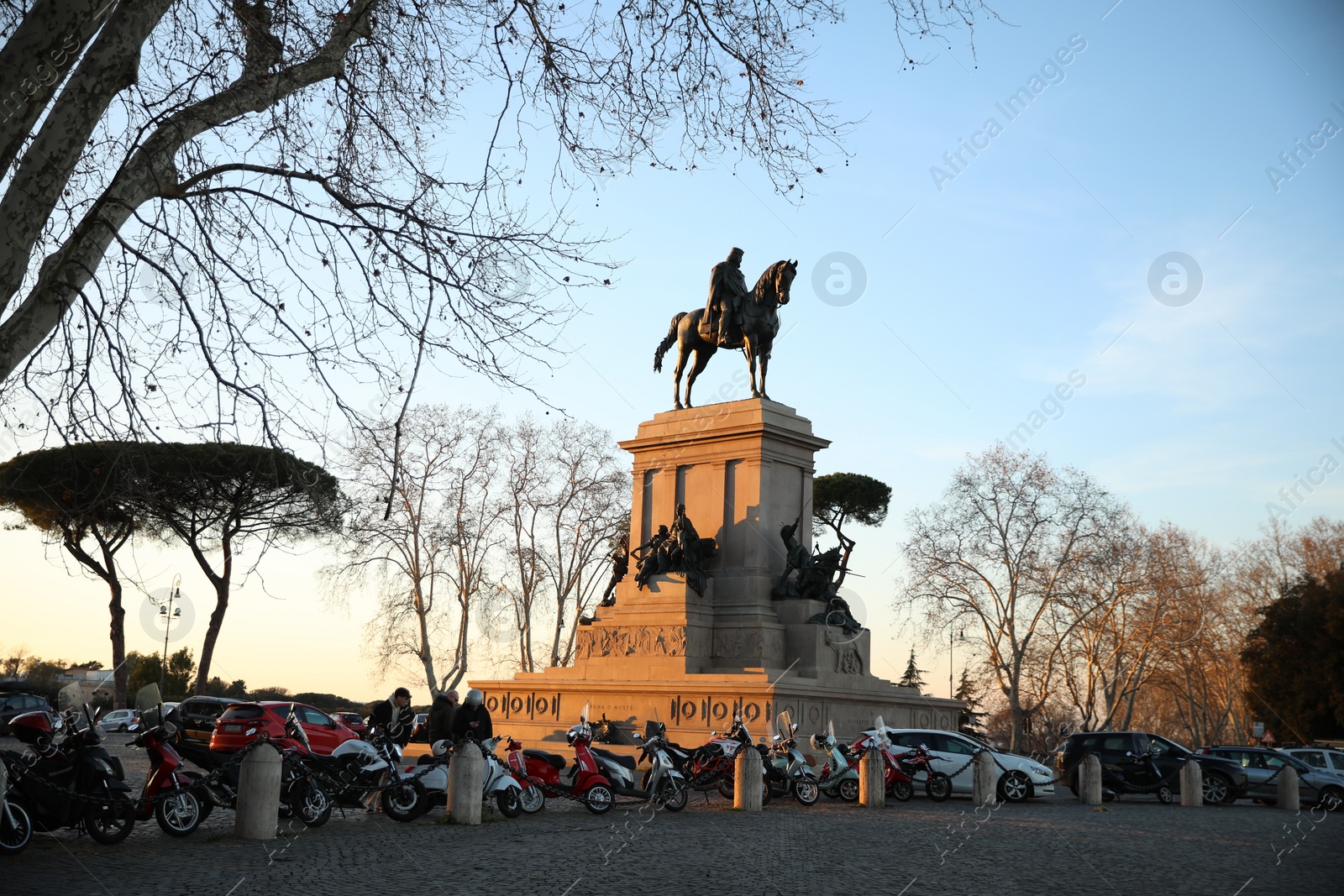 Photo of Rome, Italy - February 4, 2024 : Garibaldi monument and parked vehicles outdoors