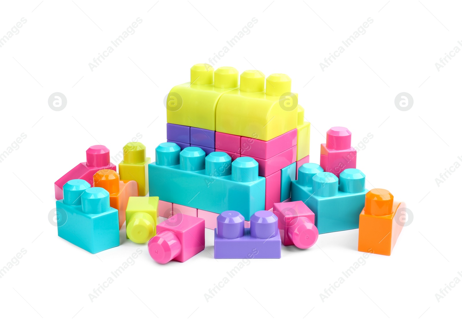 Photo of Colorful blocks isolated on white. Children's toys