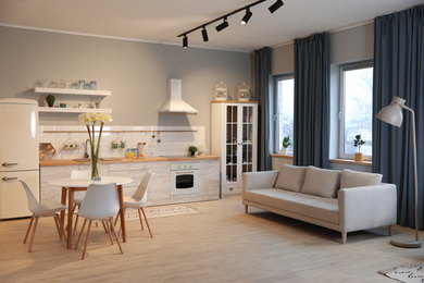 Modern kitchen interior with new stylish furniture