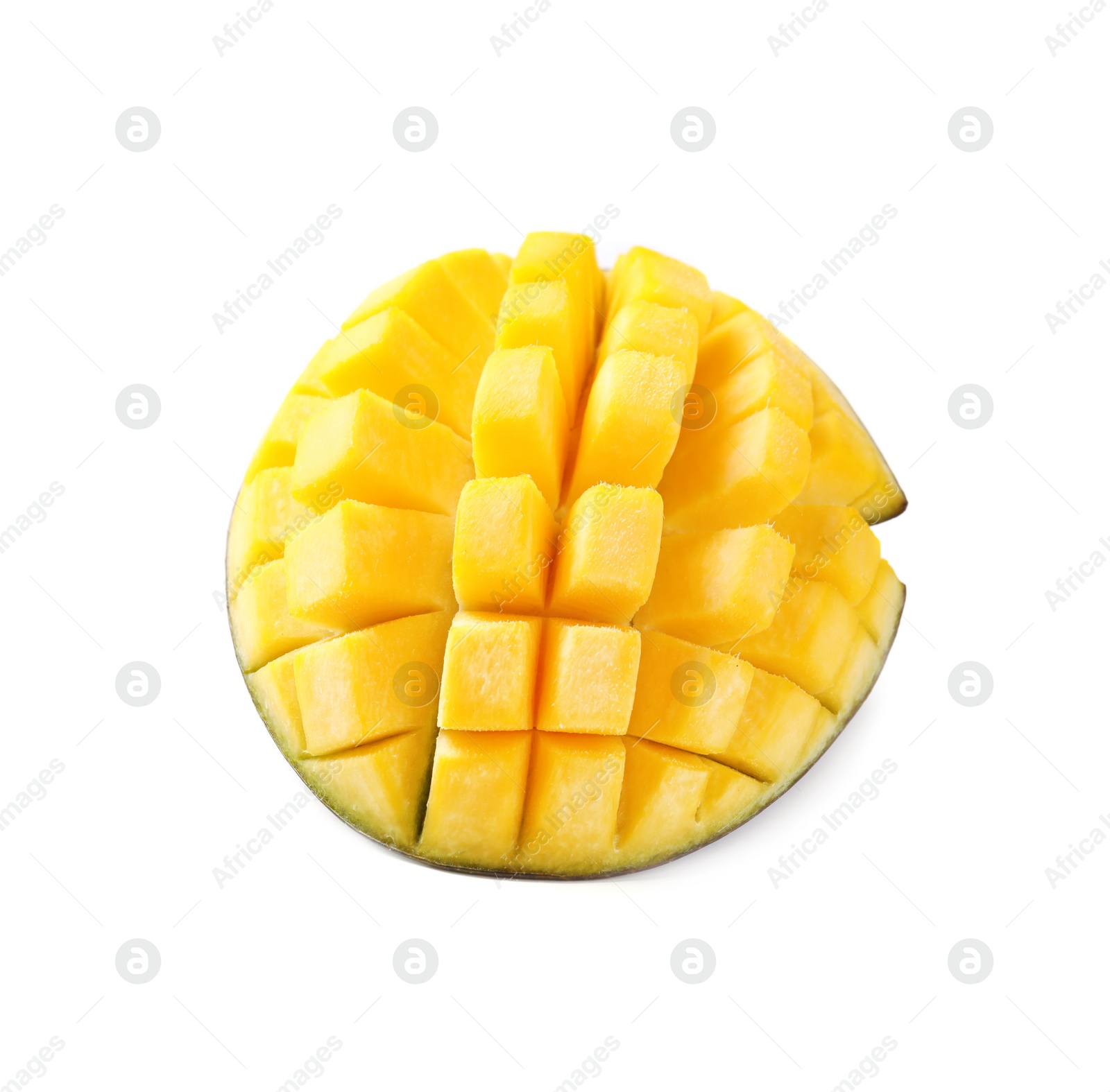 Photo of Fresh juicy mango half isolated on white