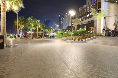 DUBAI, UNITED ARAB EMIRATES - NOVEMBER 03, 2018: Beautiful city street at night