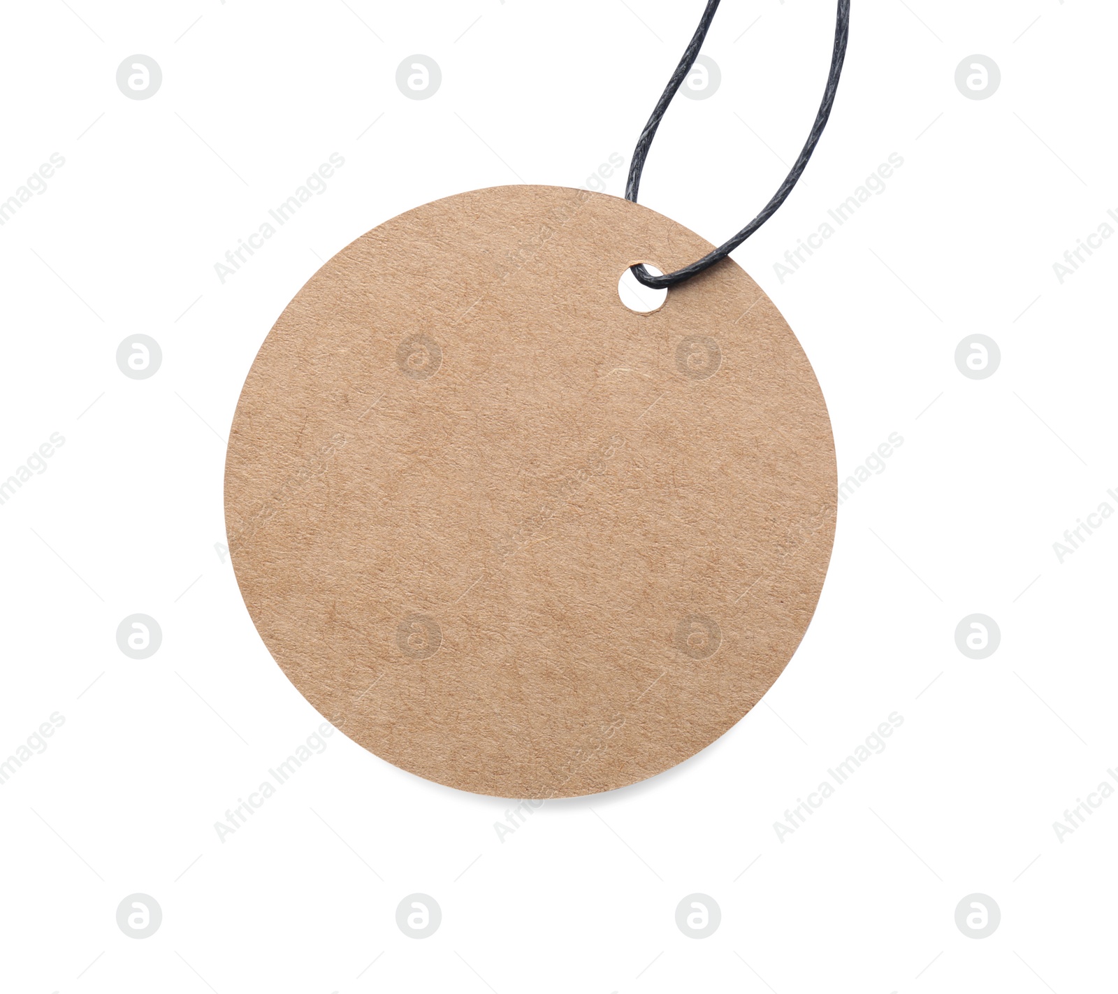 Photo of Circle shaped tag with space for text isolated on white, top view