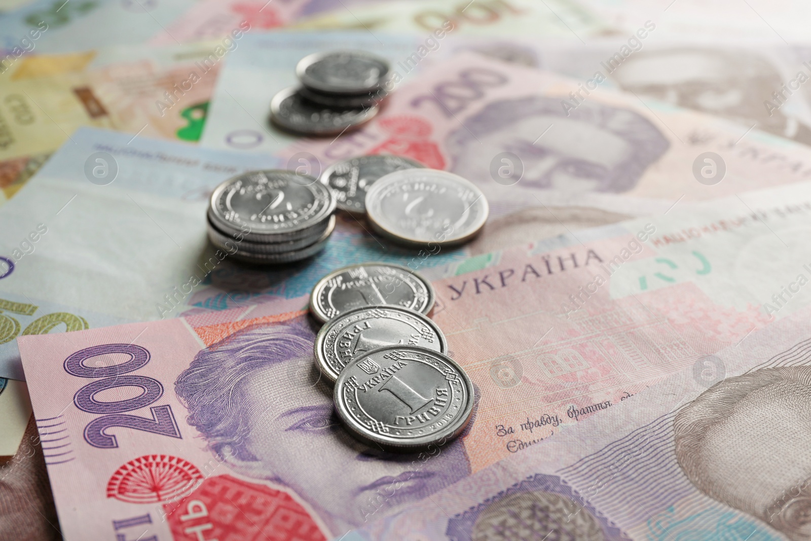 Photo of Closeup view of Ukrainian money. National currency