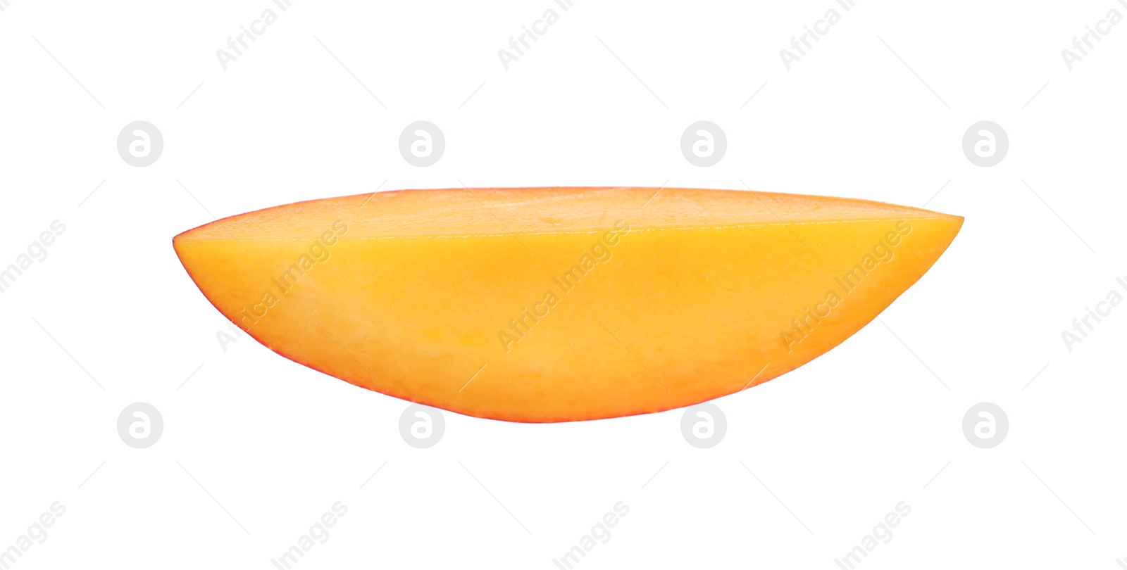 Photo of Fresh juicy mango slice on white background