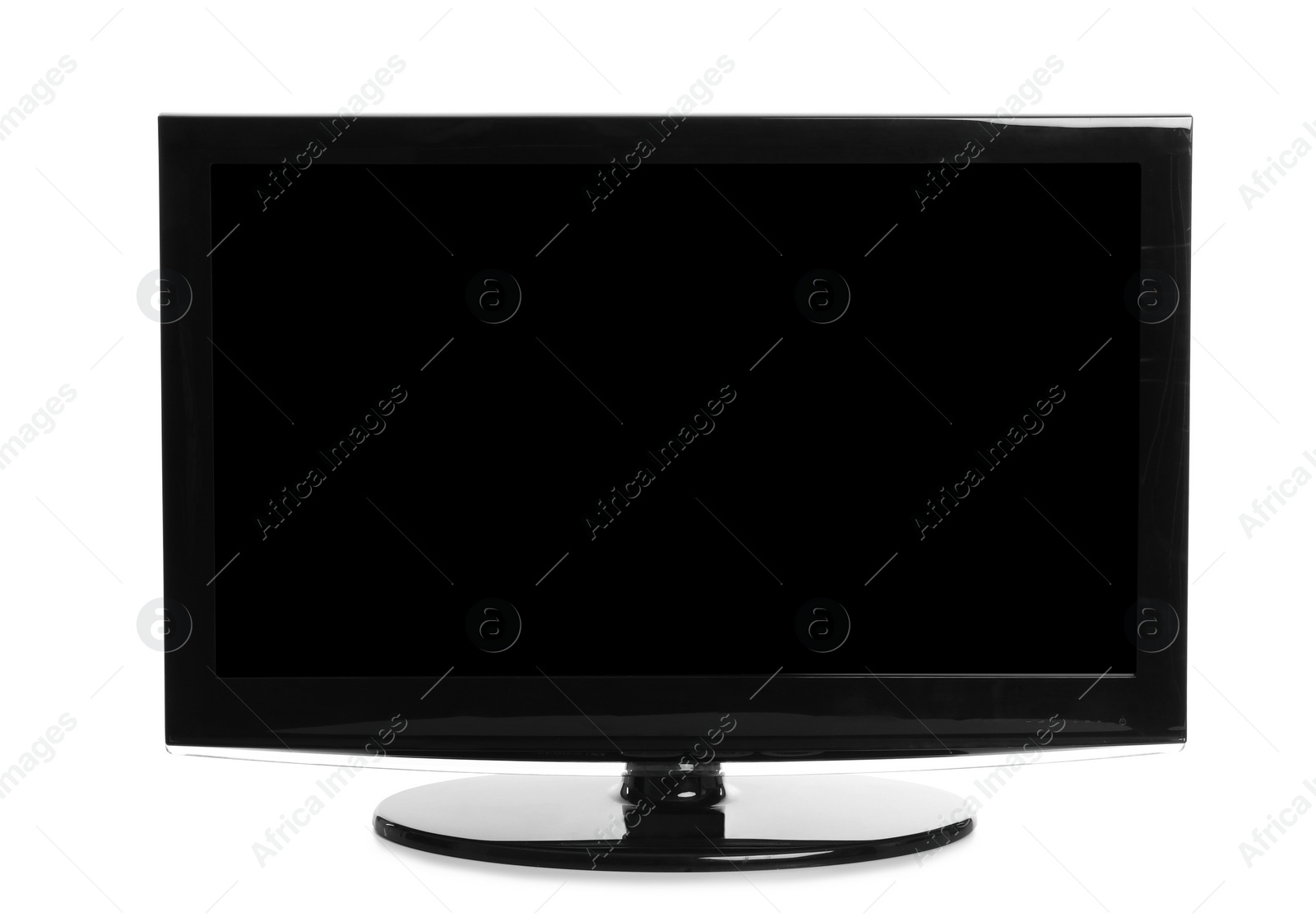 Photo of Modern plasma TV on white background. Space for design