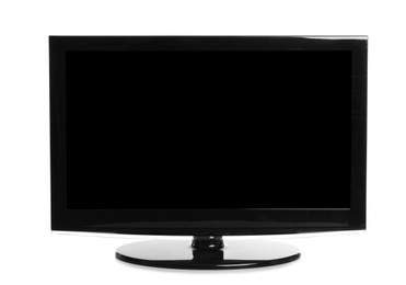 Modern plasma TV on white background. Space for design