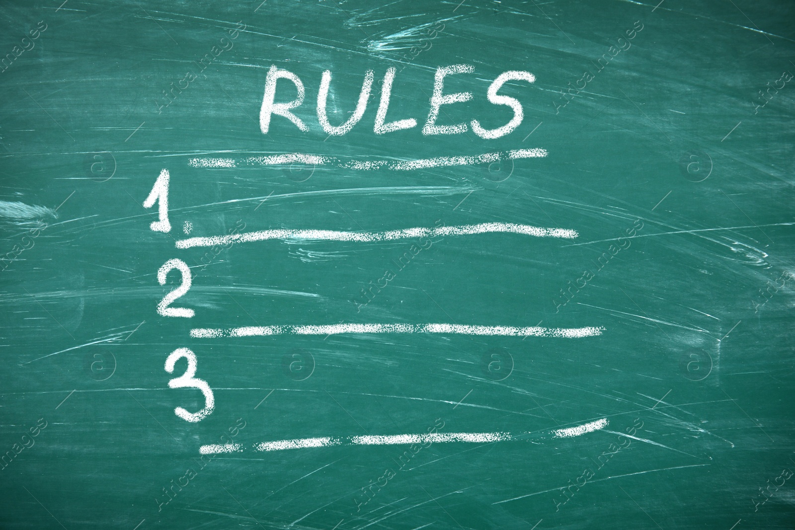 Image of Chalkboard with list of rules as background