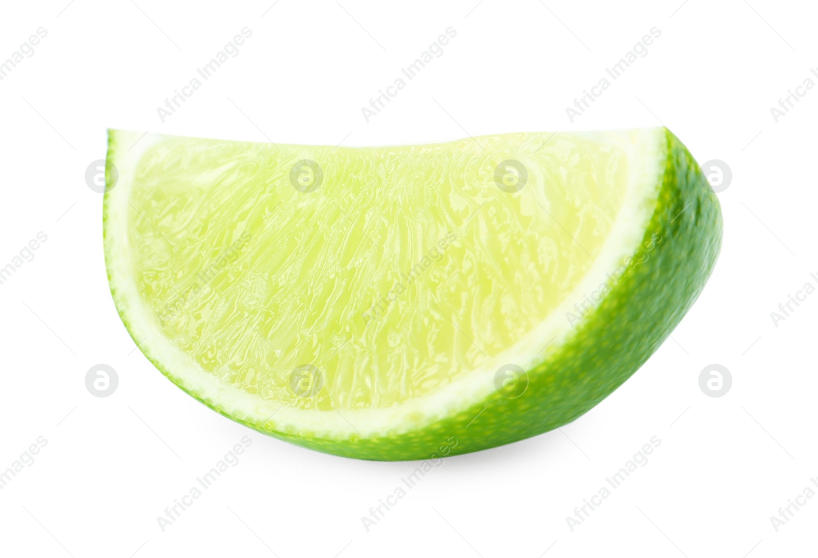 Photo of Slice of fresh green ripe lime isolated on white