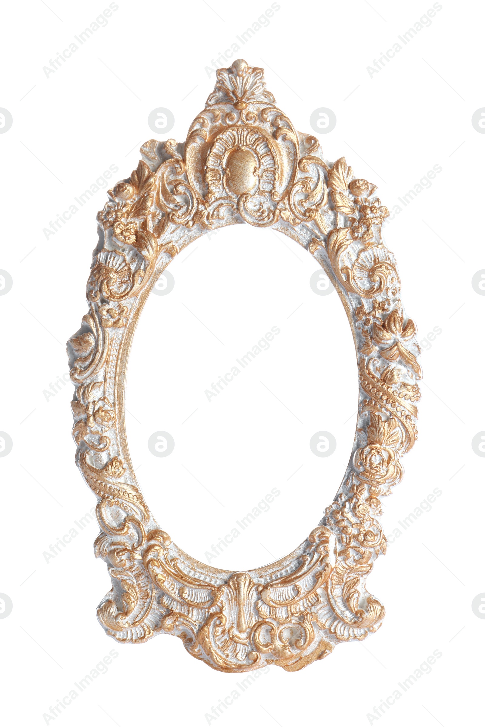 Photo of Beautiful golden vintage frame isolated on white