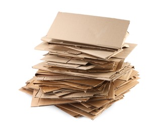 Photo of Stack of cardboard pieces isolated on white