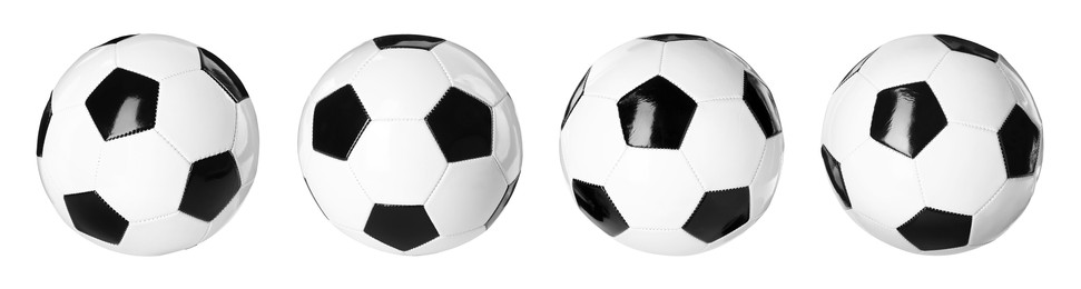 Soccer ball isolated on white, different sides