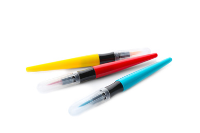Photo of Set of colorful felt pens isolated on white