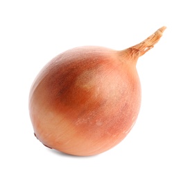 Photo of Fresh ripe onion bulb on white background