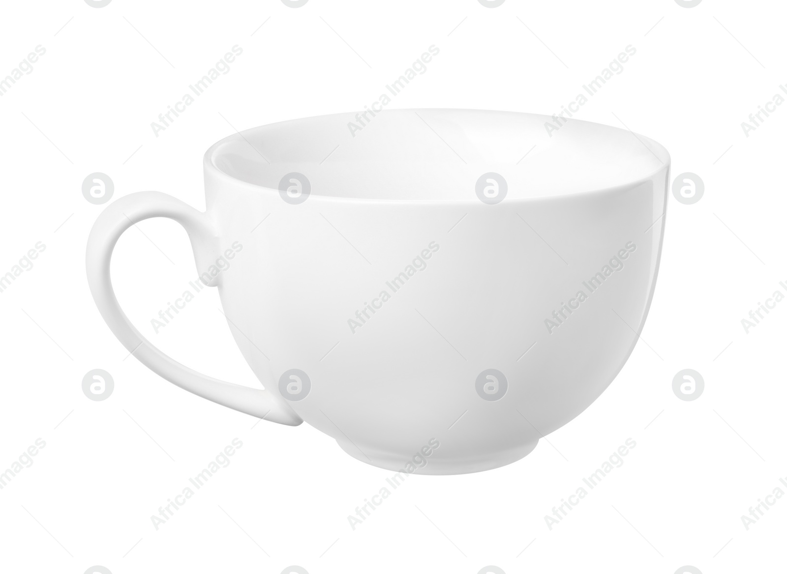 Photo of Ceramic cup isolated on white. Cooking utensil