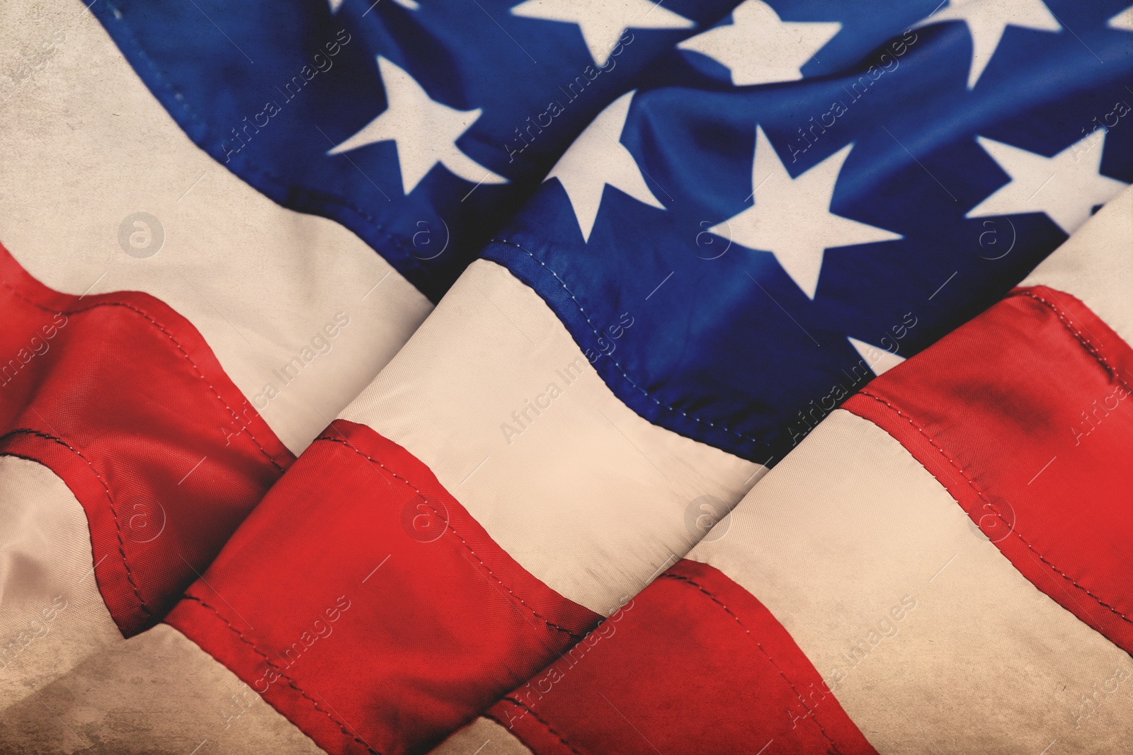 Image of Old American flag as background, closeup view. National symbol of USA