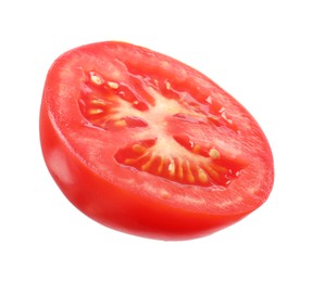 Photo of Slice of fresh ripe tomato isolated on white