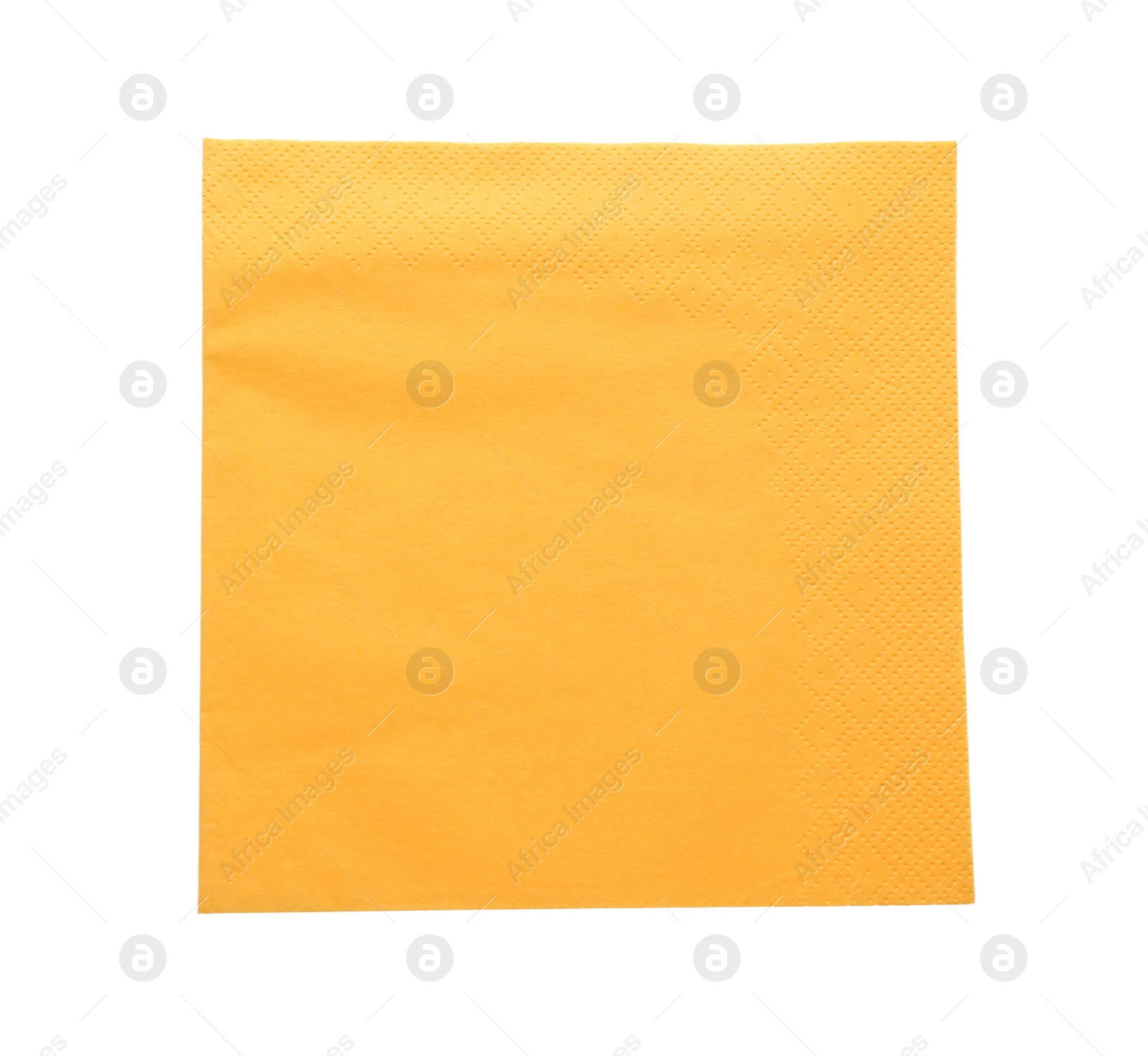 Photo of Yellow clean paper tissue isolated on white, top view