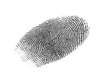Photo of Black fingerprint made with ink on white background