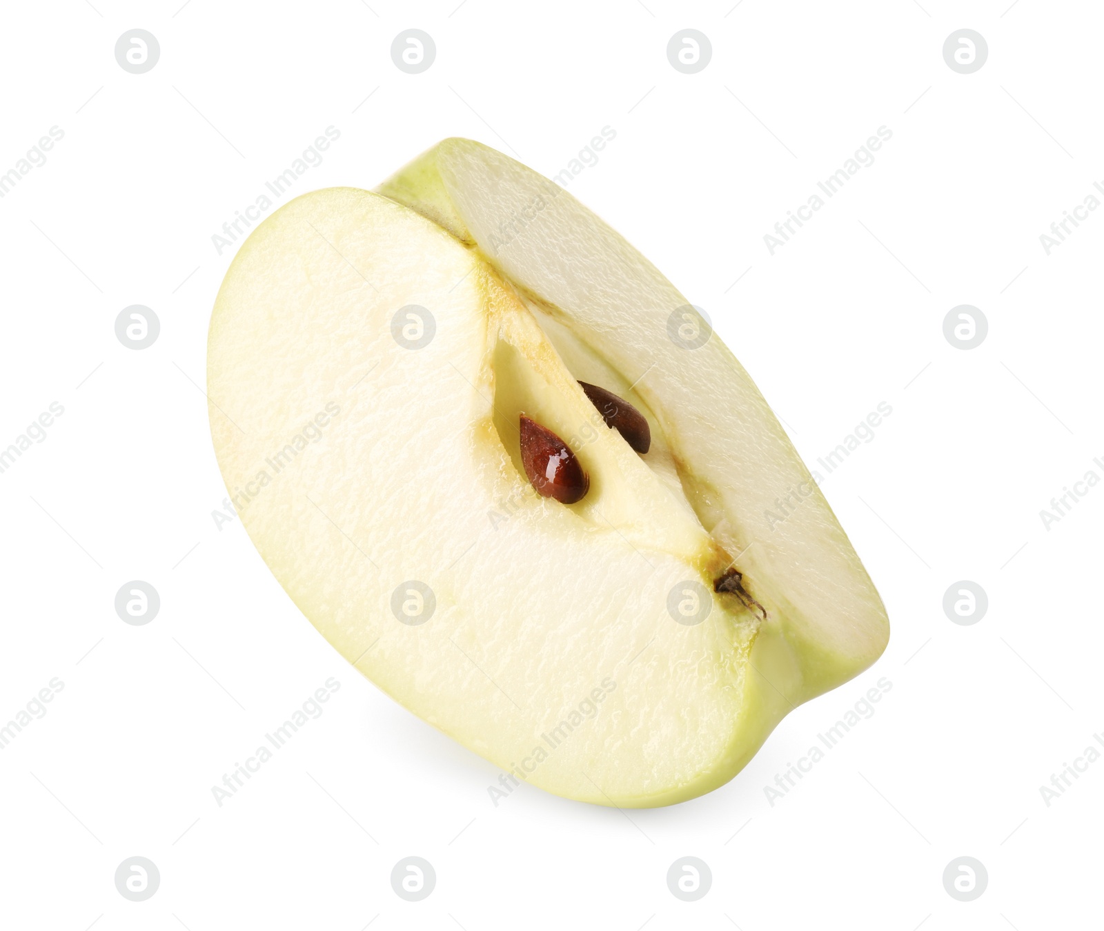 Photo of Piece of ripe green apple isolated on white