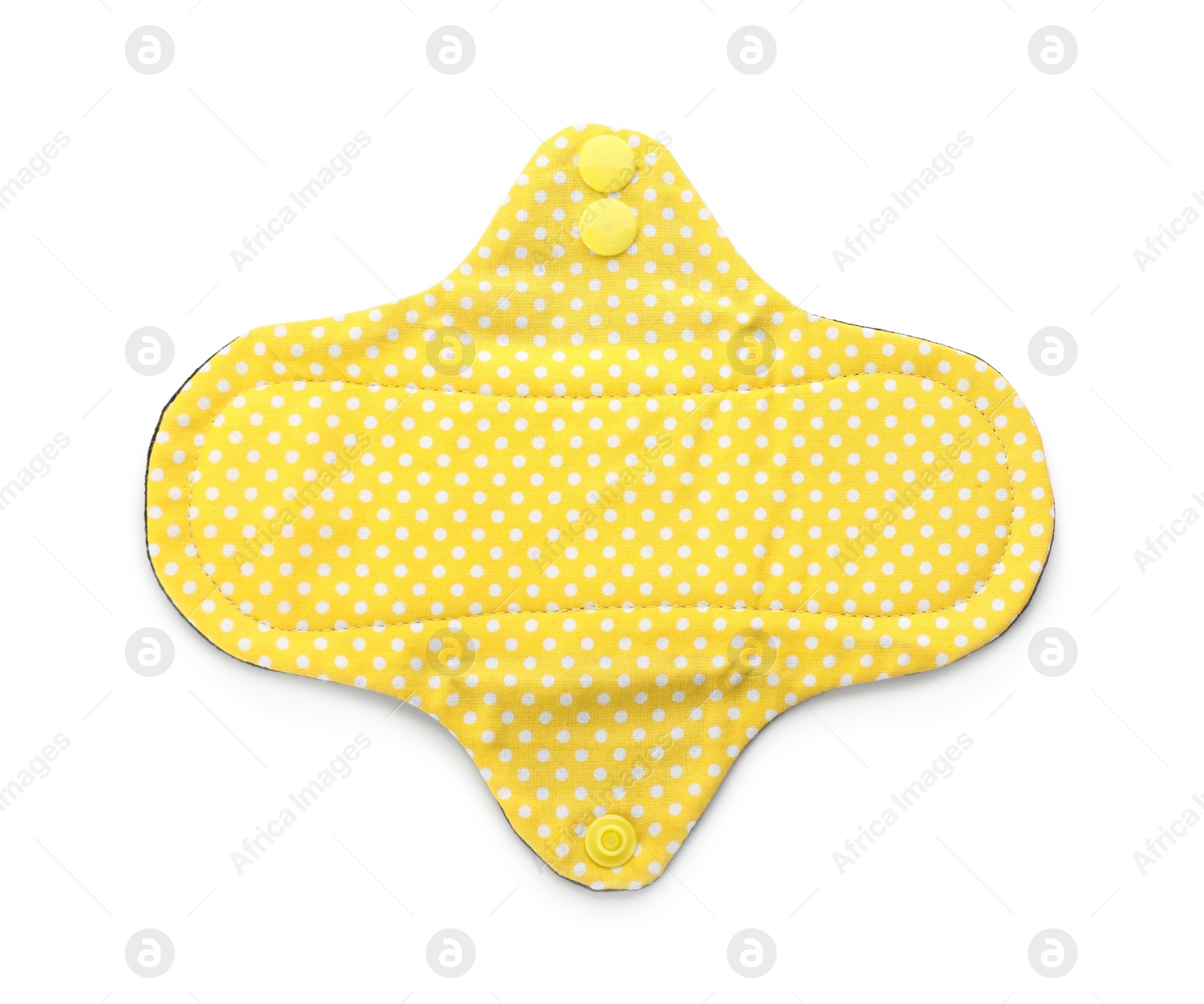 Photo of Cloth menstrual pad isolated on white, top view. Reusable female hygiene product