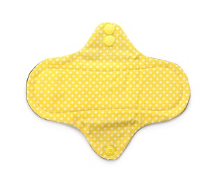 Photo of Cloth menstrual pad isolated on white, top view. Reusable female hygiene product