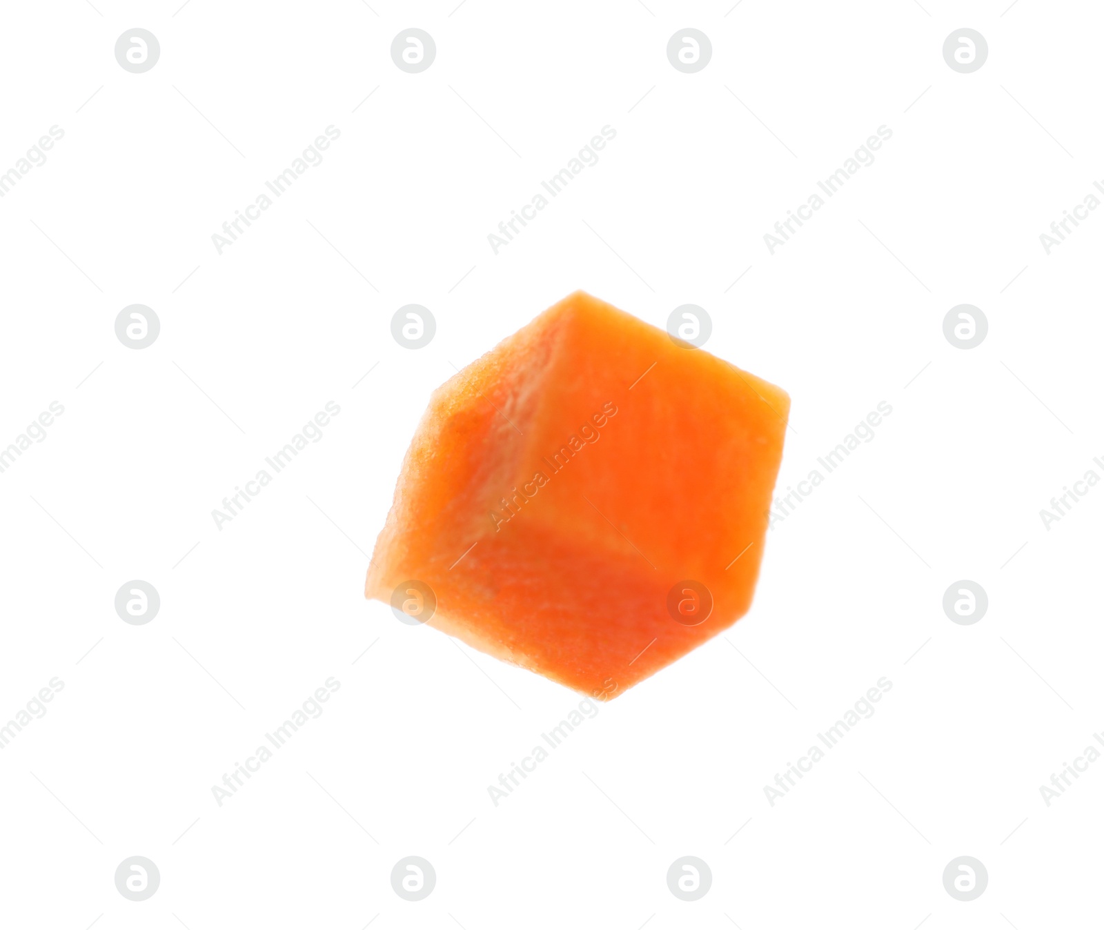 Photo of Fresh juicy carrot cube isolated on white