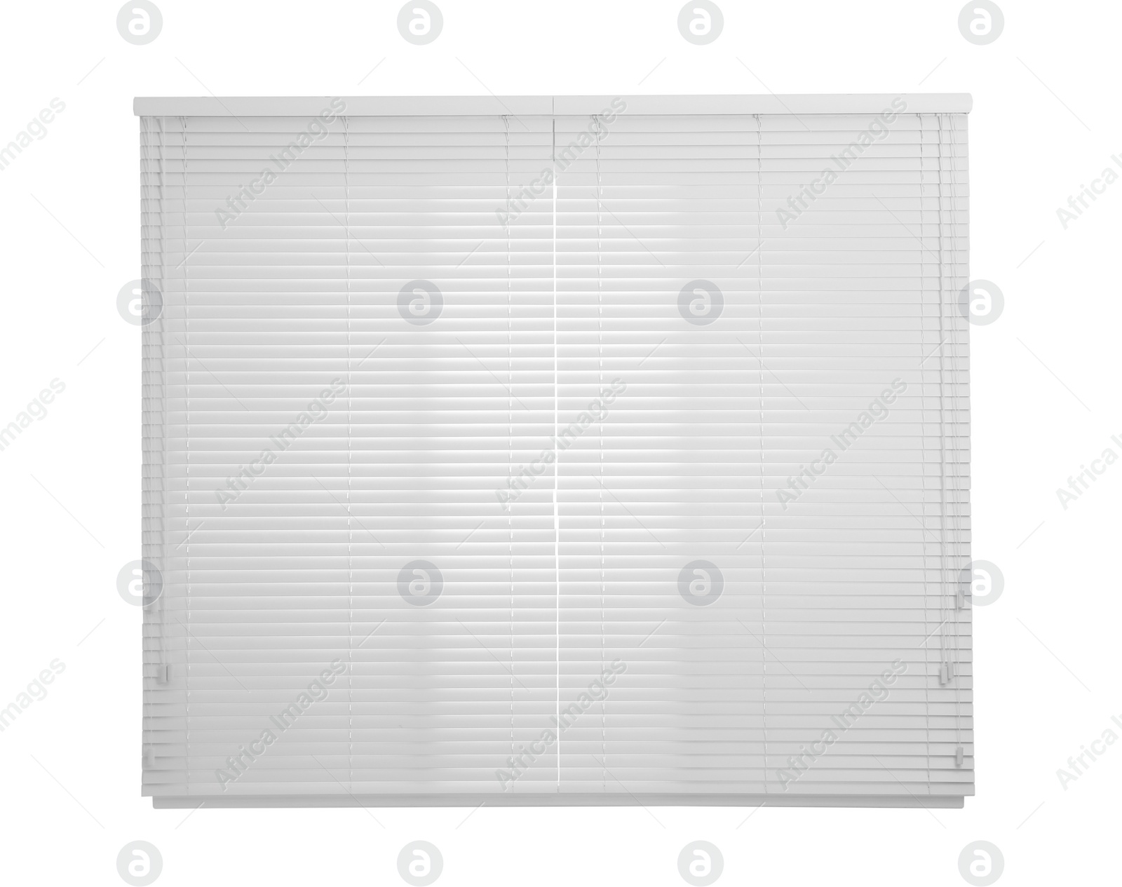 Image of Window with closed blinds on white background