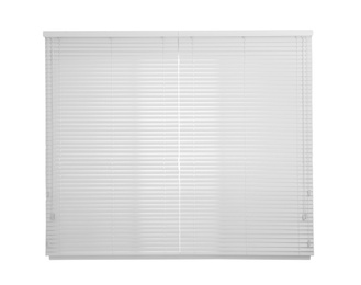 Image of Window with closed blinds on white background