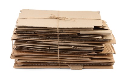 Photo of Stack of cardboard pieces isolated on white