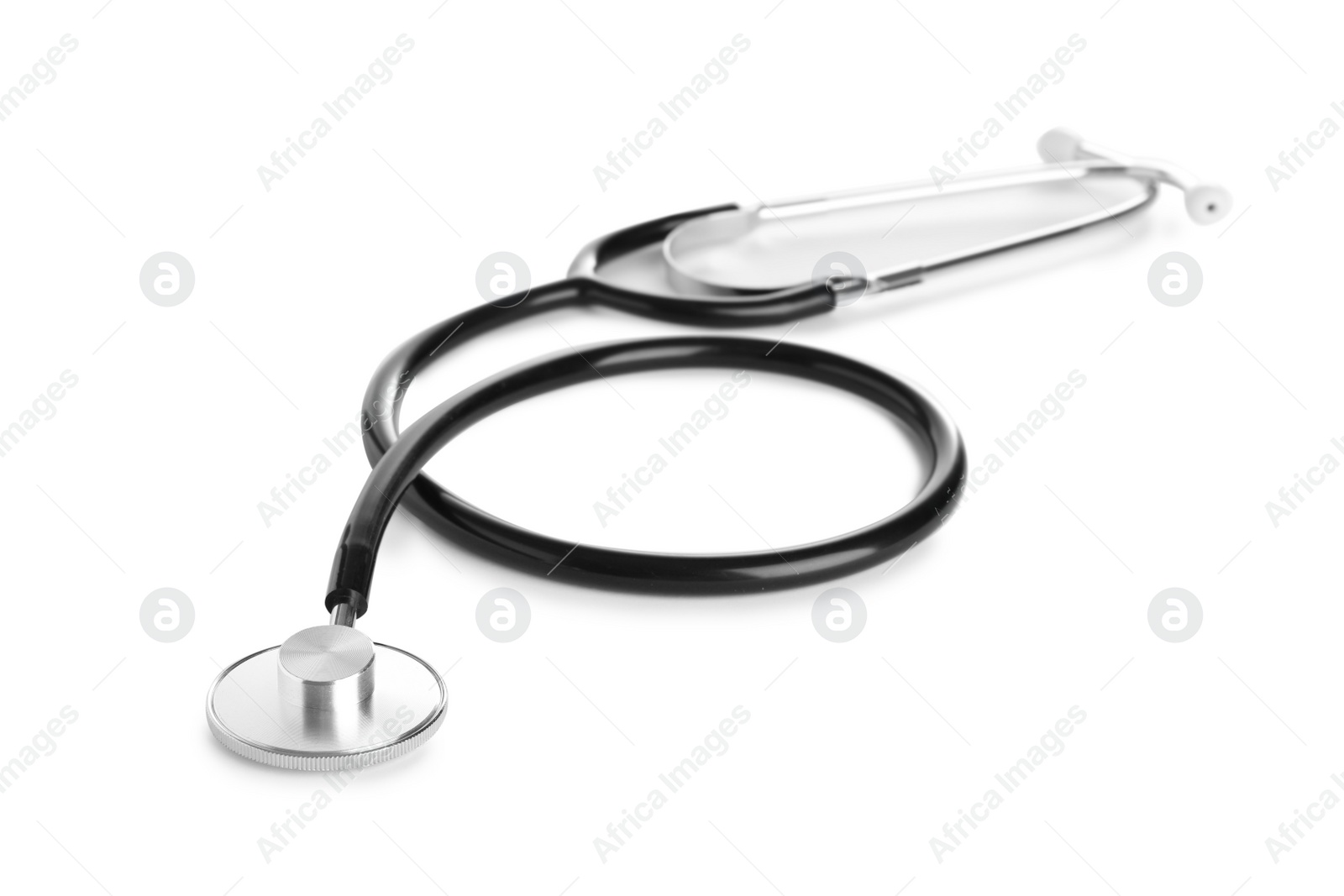 Photo of Stethoscope on white background. Professional medical device