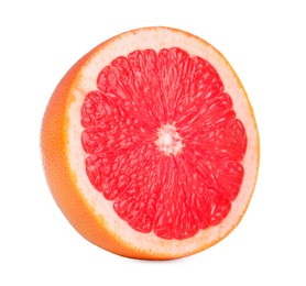 Halved ripe grapefruit isolated on white. Citrus fruit