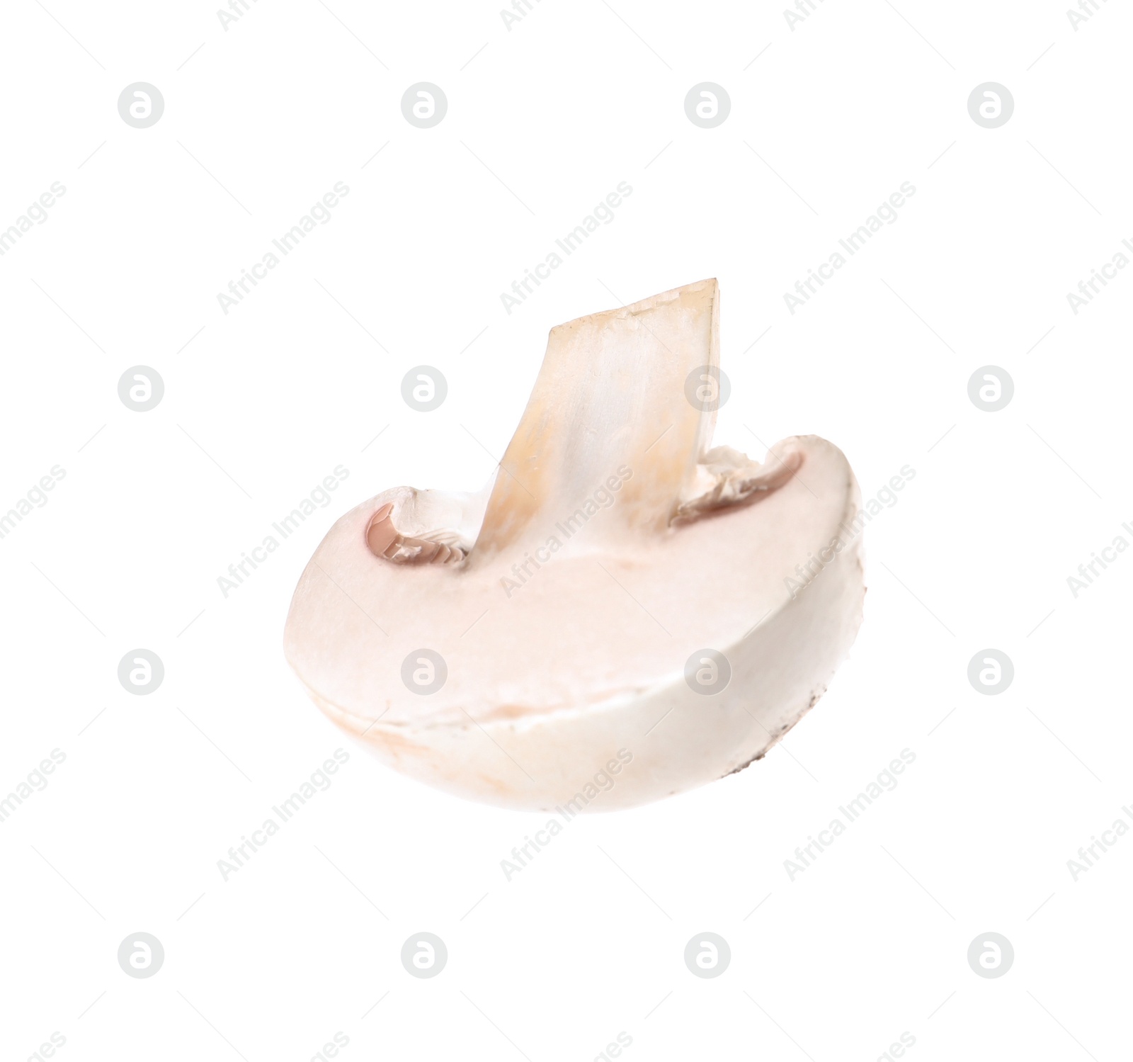 Photo of Piece of fresh champignon mushroom isolated on white